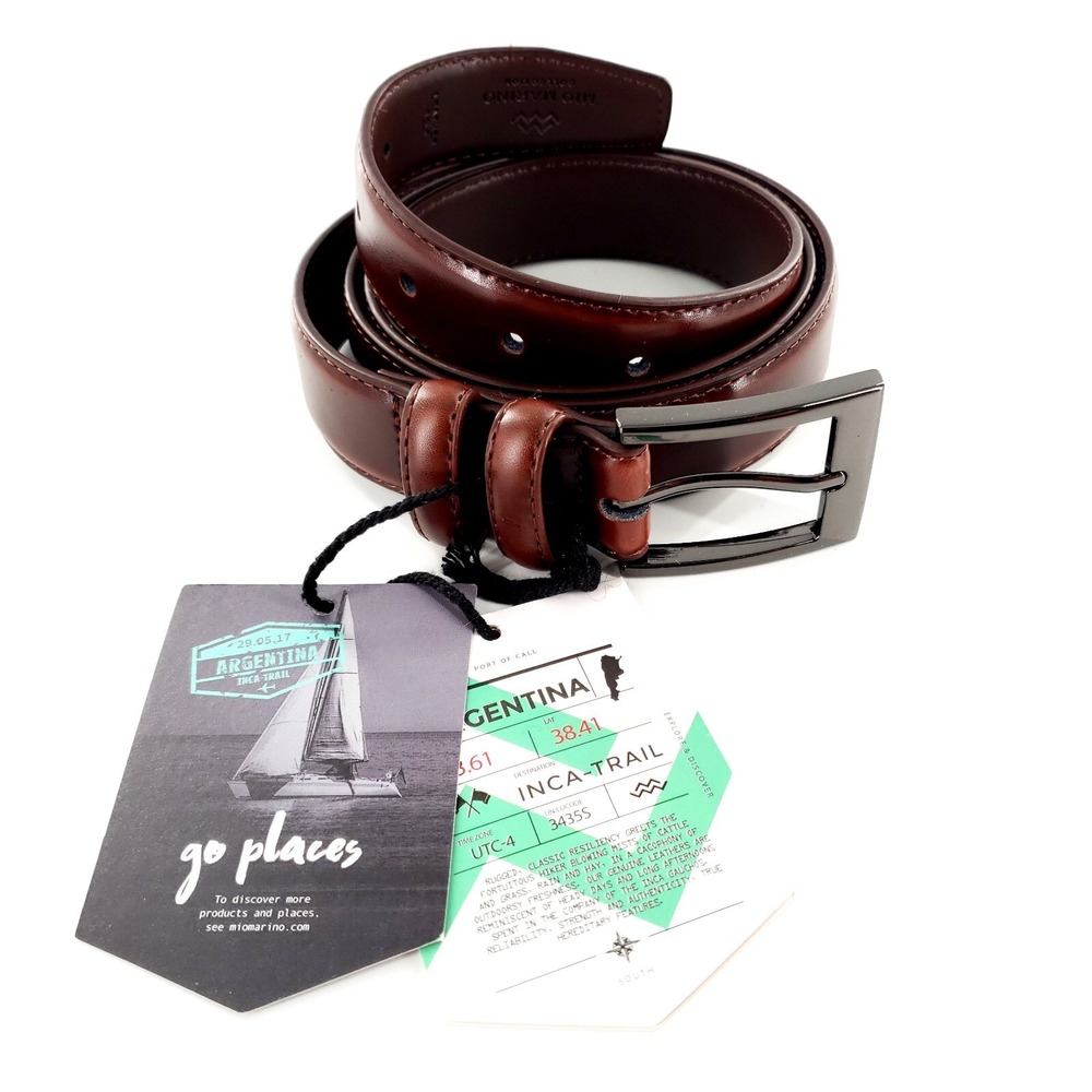 Mio Marino Classic Prong Buckle Leather Belt 40" Mahagony B84N-84-MG40-1 New